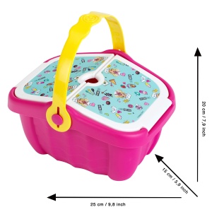 Theo Klein 9527 Cos de picnic Barbie I Cos robust de jucarii plin de vase colorate si briose pentru doi I Dimensiuni 25 cm x 20 cm x 225 cm I Jucarii  - Img 4