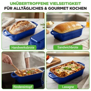 Tigaie din fonta NutriChef cu capac, emailata, 2-in-1, albastra - Img 2