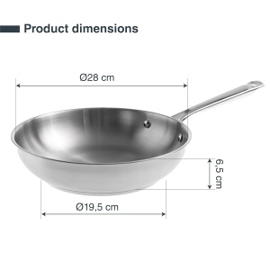 Tigaie din inox Lacor 44428, 28 cm, cu maner ergonomic, pentru toate sursele de caldura - Img 2