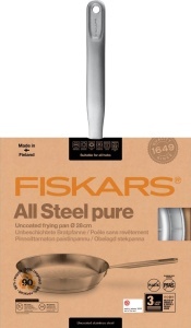Tigaie din otel inoxidabil Fiskars, 28 cm, pentru toate tipurile de plite, argintie - Img 6