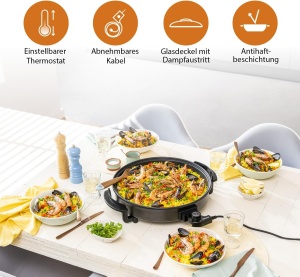 Tigaie electrica Tristar PZ-2964, 40 cm, 1500 W, antiaderenta, neagra - Img 3