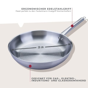 Tigaie Fackelmann Ovalgriff 28 cm Otel Inoxidabil Compatibila Inductie - Img 2