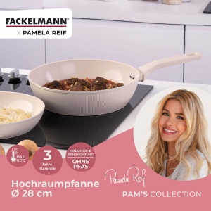 Tigaie Fackelmann x Pamela Reif 28 cm Aluminiu Recilat Antiaderenta Ceramica Pastel-Beige - Img 2