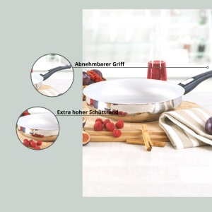 Tigaie Genius Cerafit Steel 24cm cu capac din sticla si maner detasabil compatibila cu toate tipurile de plite - Img 2