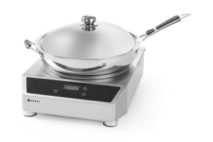 Tigaie HENDI Wok, pentru wok cu inductie HENDI 239766, aragaz cu inductie, potrivit pentru inductie, material cu 3 straturi, prindere moale, capac o360x180mm, otel inoxidabil - Img 3