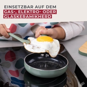 Tigaie Mini Fackelmann 18 cm din aluminiu reciclat, cu maner Bakelit, gri-verde - Img 5