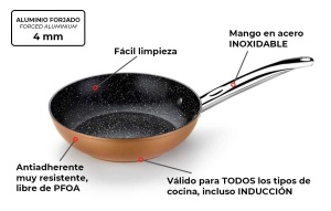Tigaie Monix Cooper 24 cm, Aluminiu Forjat, Antiaderenta Titan, Culoare Cupru - Img 10