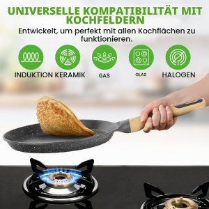 Tigaie pentru crepes Nutrichef 28 cm Antiadherenta Marmora Neagra cu Spatula din Lemn - Img 5