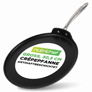 Tigaie pentru crepes Nutrichef 30 cm, aluminiu, antiaderenta, pentru toate tipurile de plite