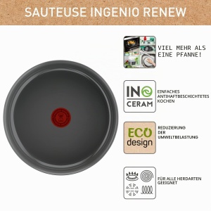 Tigaie Tefal Ingenio Renew, 24 cm, antiaderenta, reciclata, pentru toate tipurile de plite - Img 2