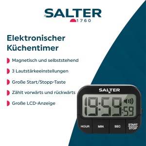 Timer de bucatarie Salter 355 BKXCDU, electronic, cu afisaj LCD mare, 3 volumuri - Img 2