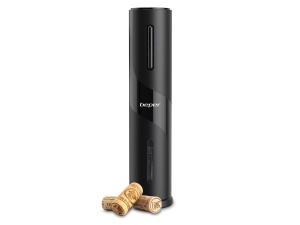Tirbuson electric BEPER P102ACP100, reincarcabil USB, cu taietor de folie, negru
