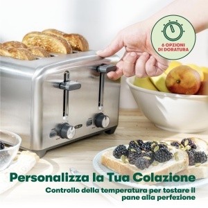 Toaster BELLA cu 4 fante, 6 niveluri de rumenire, functii de oprire automata si incalzire - Img 5