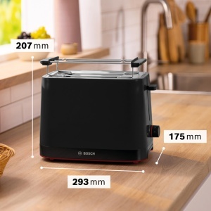 Toaster compact Bosch MyMoment TAT3M123, 800W, negru mat, 2 felii - Img 2