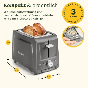 Toaster Cuisinart Core Collection 2 felii, sloturi mari, functie bagel, design compact - Img 8