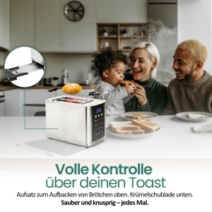 Toaster EMERIO TO-132888 din inox, 800W, 2 toastschlitze, display colorat - Img 5