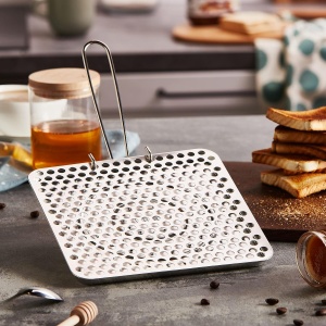 Toaster Ibili pentru aragaz pe gaz, 20x20 cm, metal argintiunegru - Img 3