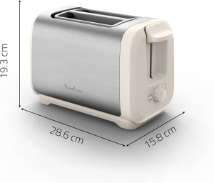 Toaster Moulinex Subito LT5S1AE0, 1200 W, 2 fante, alb si inox - Img 3