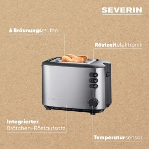 Toaster Severin AT 2514 850W Inox Functie Decongelare si Incalzire - Img 4