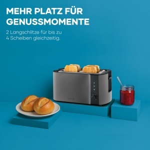 Toaster Severin AT 9341 1400 W InoxNegru Functie decongelare Suport pentru chifle - Img 3