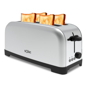 Toaster Solac YeYe 1400 W, 6 nivele de rumenire, 2 fante extra lungi