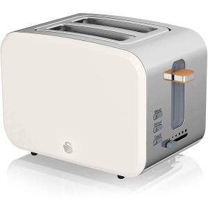 Toaster Swan Nordic cu 2 feliute, 6 niveluri de rumenire, inox, alb mat