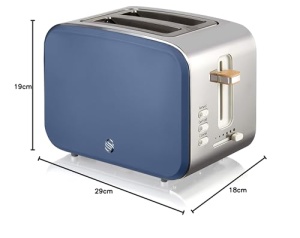 Toaster Swan Nordic pentru 2 felii, 6 niveluri de rumenire, inox, albastru mat - Img 6