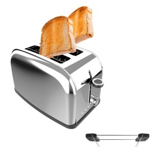 Toaster vertical Cecotec Toastin Time 850W inox fante largi 38 cm 7 nivele de rumenire - Img 1