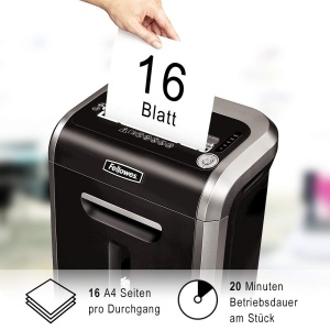 Tocator de hartie Fellowes cu 16 coli, taiat particule (P4) pentru birou, Powershred 79Ci, cu tehnologie 100% fara blocaj, Safesense, sistem de economisire a energiei, cos de reciclare de 23 litri, tocator CD - Img 3
