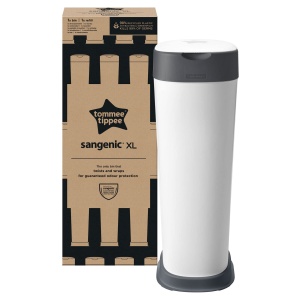Tommee Tippee Twist & Click Nappy Bucket XL, Poate gazdui pana la 60 de scutece, Sistem mai ecologic cu 1 caseta de reumplere cu folie de film verde antibacterian din surse durabile