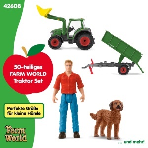 Tractor cu remorca Schleich Farm World 42608, 50 piese, cu figurine - Img 5