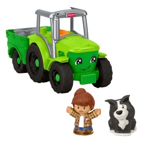 Tractor de jucarie Fisher-Price cu muzica, figurine fermier si caine