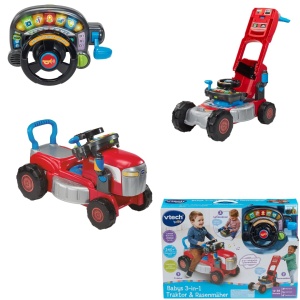 Tractor si Rasenhaer VTech Baby 3-in-1 cu Lenkrad Interactiv, 12 Lieder, 36 Melodien