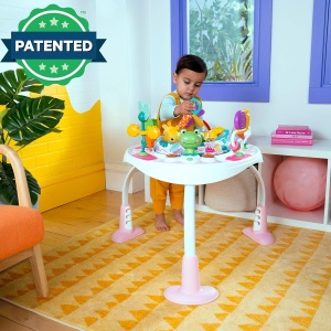 Trampolin pentru bebelusi Bright Starts Bounce Baby, 2 in 1, cu 7 jucarii, roz - Img 4