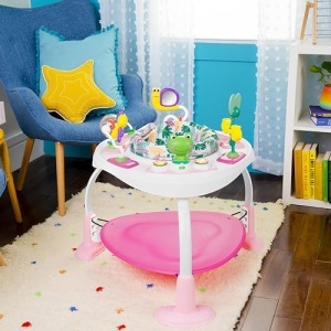 Trampolin pentru bebelusi Bright Starts Bounce Baby, 2 in 1, cu 7 jucarii, roz - Img 14