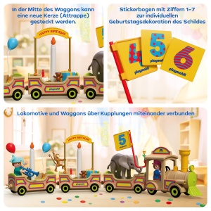 Tren de aniversare PLAYMOBIL 72184 cu animale, accesorii si numere reutilizabile - Img 4