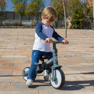 Tricicleta de la 1 an cu tija de impingere Evolution Interbaby | Tricicleta de la 1 an la 5 ani | De la tricicleta la bicicleta cu sau fara pedale | Adaptabil si schimbator | Culoare verde - Img 5