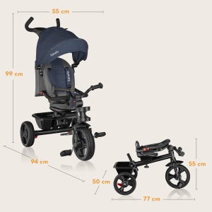 Tricicleta LIONELO Haari 2in1 cu maner ajustabil, roti din PU, pentru copii 18 luni - 25 kg - Img 9