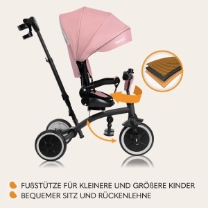 Tricicleta Lionelo Tris Plus pentru copii, ajustabila, cu roti mari, 9 luni - 5 ani - Img 6