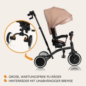 Tricicleta multifunctionala LIONELO Tris Plus Balance Bike de la 9 luni la 5 ani pana la 25 kg, carucior, Roti mari din PU Scaun pivotant 360 deg Ansamblu spatar reglabil fara unelte - Img 4