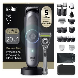 Trimmer Braun Multigroom All-in-One Series 9, 20-in-1, 120 min autonomie, gri