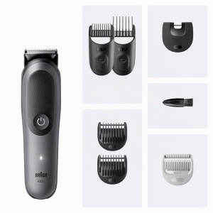 Trimmer Braun Multigroom Series 5 AIO5520, 7-in-1, 14 lungimi, gri - Img 6