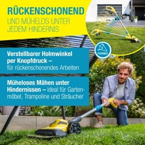 Trimmer de iarba GLORIA FineCut 18V 25 cm, Dublu sistem de cutite, Reglabil - Img 6