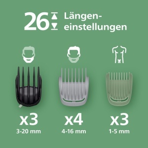 Trimmer multifunctional Philips Series 7000 MG796230 19 accesorii lame metalice auto-ascutite 26 setari lungime - Img 3