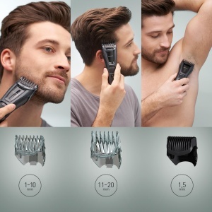 Trimmer Panasonic ER-GB62-H503 3 in 1 39 setari lungime lame din otel japonez gri mat - Img 3
