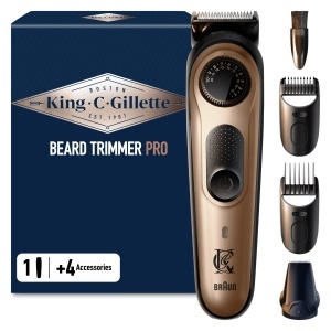 Trimmer pentru barba King C. Gillette PRO, 40 lungimi, 80 min autonomie, otel inoxidabil