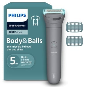 Trimmer pentru barbati Philips Bodygroom 3000, 80 min autonomie, 100 duschfest