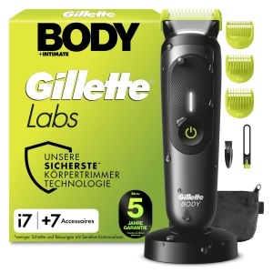 Trimmer pentru corp si intimitate GilletteLabs i7, tehnologie SkinFirst, negruverde