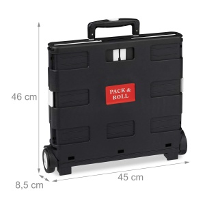Trolley de cumparaturi Relaxdays, pliabil, 50L, 35kg, negrugri - Img 5