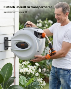 Tromela pentru furtun VEVOR XW40-12, 12mmx40m, cu sistem de retractare automata - Img 9